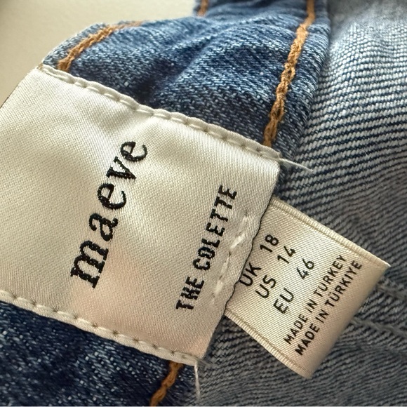 Anthropologie Maeve Button-Front Mini Denim Skirt with Pockets Size 14 - Picture 4 of 5